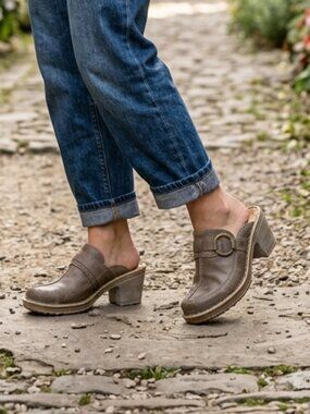 Josef Seibel Grey Leather Clogs
